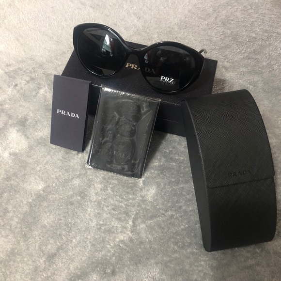 BRAND NEW AUTHENTIC PRADA PR 18XS 1AB5Z1 ROUND  BLACK SUNGLASSES  GREY LENS. main image 13